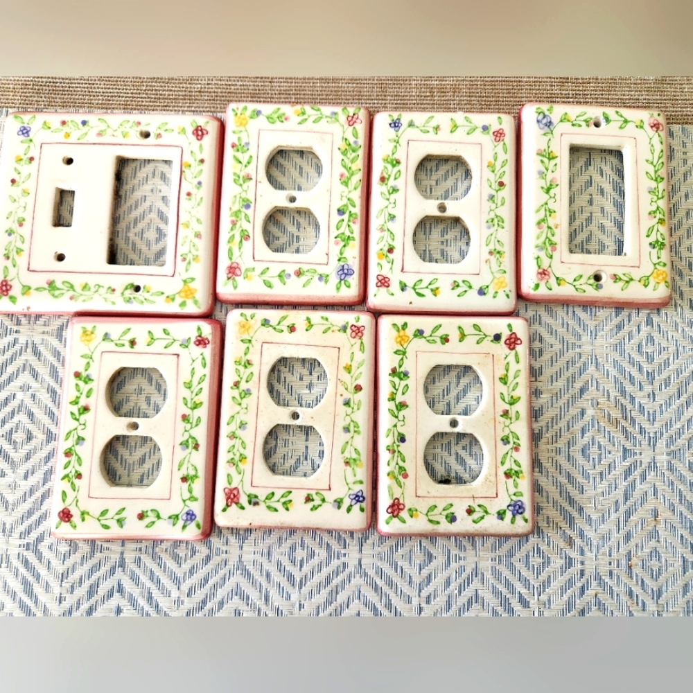 Vintage Handpainted Floral Outlet Covers
